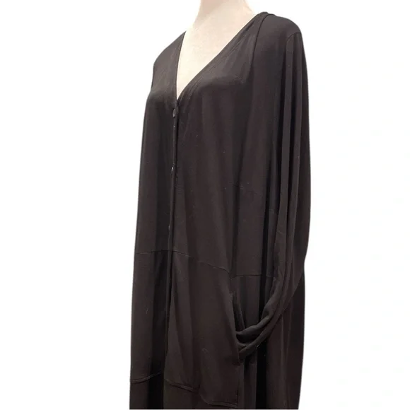 Q|NEEL Nordic Design Est L/XL Black Button Front A-Line Midi Dress - Picture 6 of 9